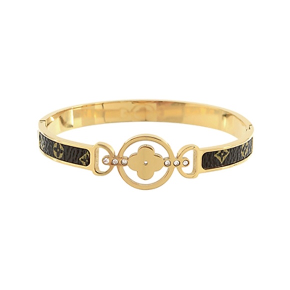 Pave & Patterned Clover Bangle Bracelet - Picture 1 of 1